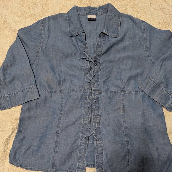 Tru Sports Women's Blouse Sz. 46 Blue Chambray - Picture 12 of 15